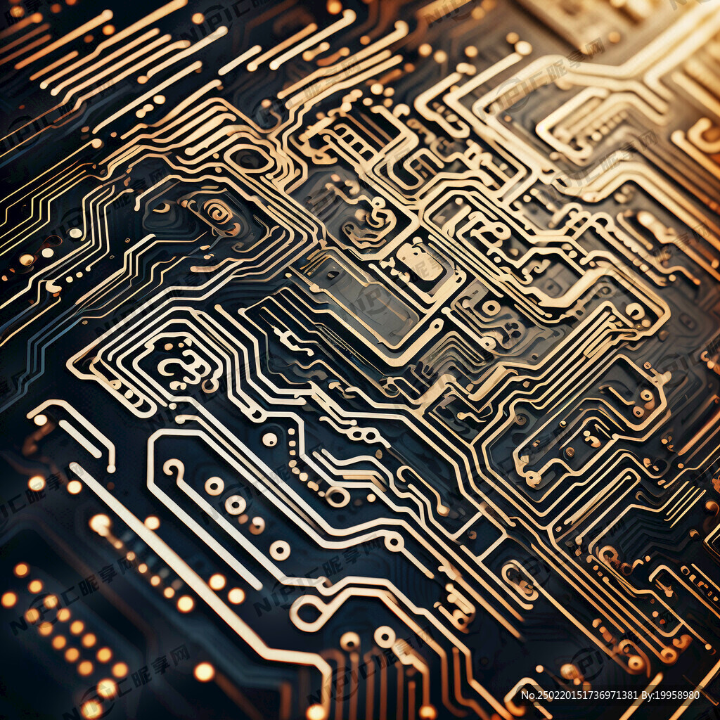 电路板原素 龙形线条图案