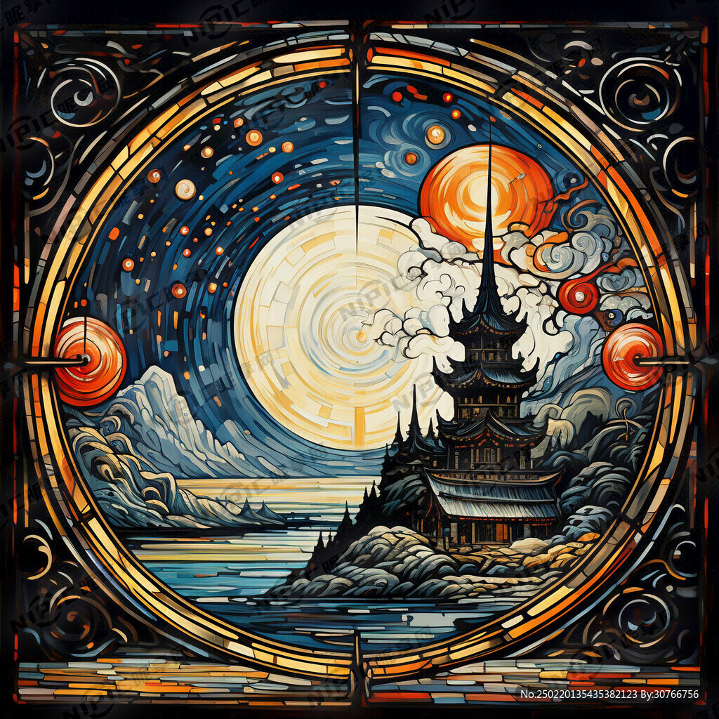 玻璃 五颜六色 黑线曲线