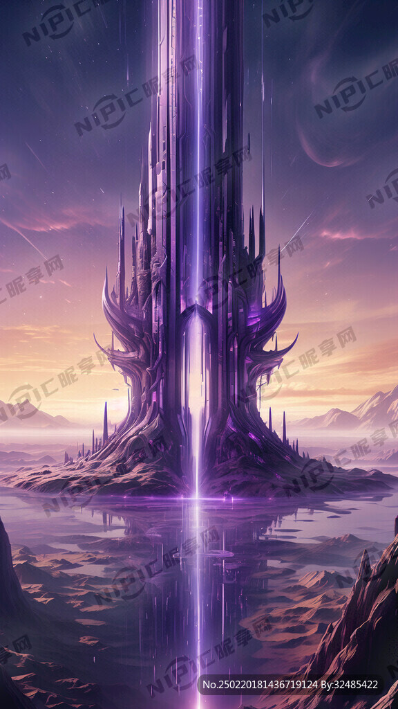 奇幻、科幻紫色线条 粒子