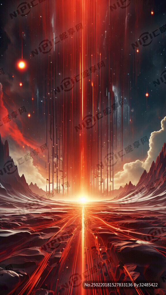 奇幻、科幻红色线条 粒子