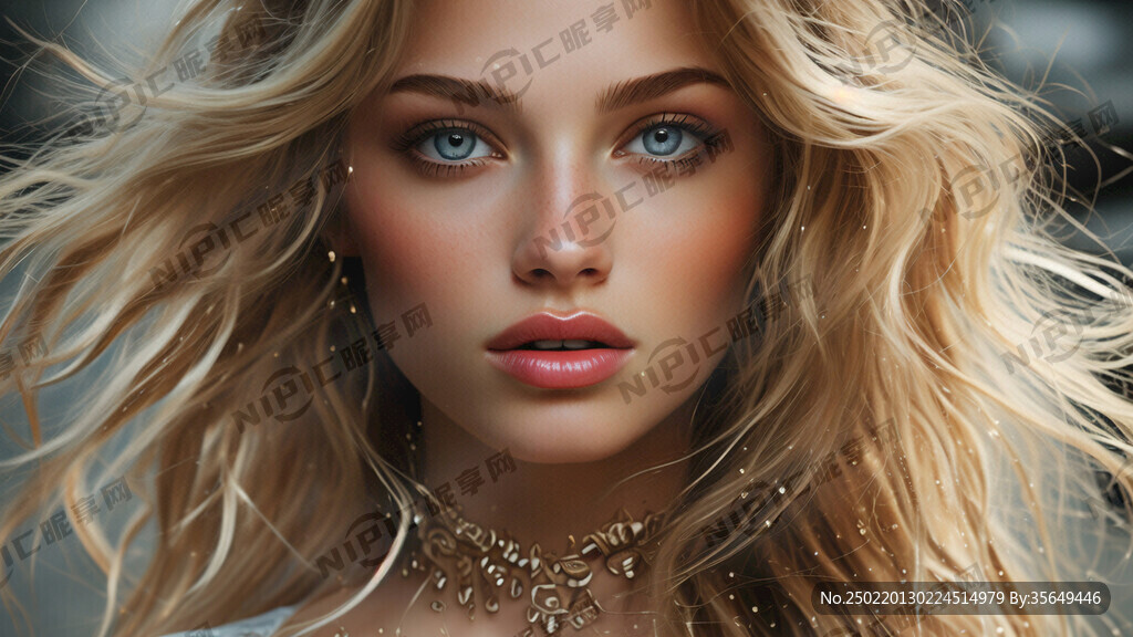 重点突出睫毛  金发美女 