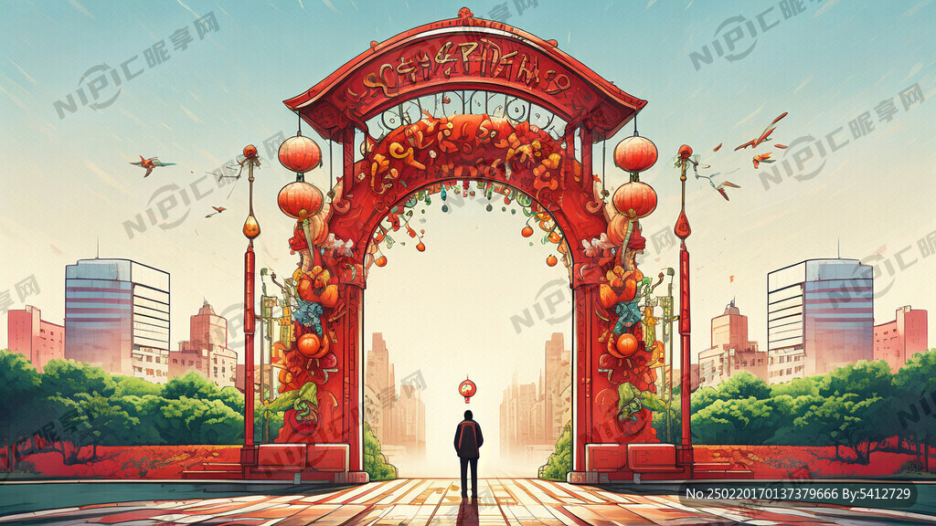 开学拱门 要求色彩鲜艳