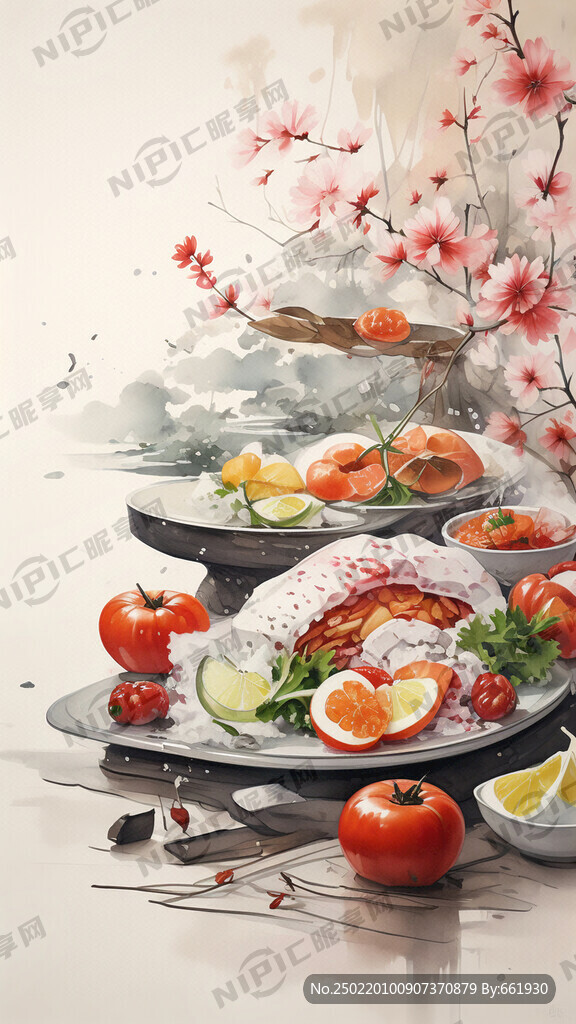 春色无边 艺术纸 背景 美食