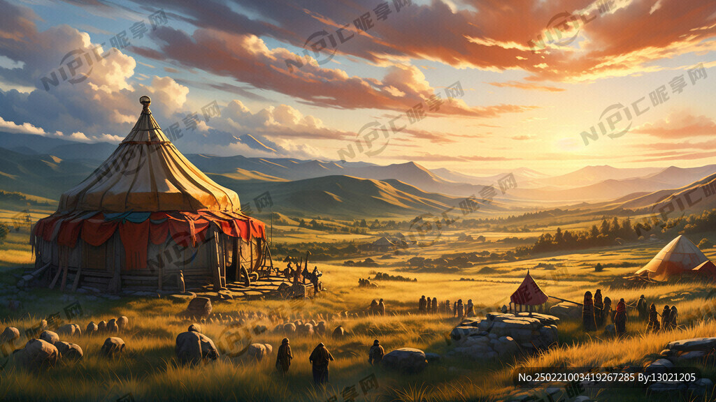 横版 长条 草原风景 献哈达