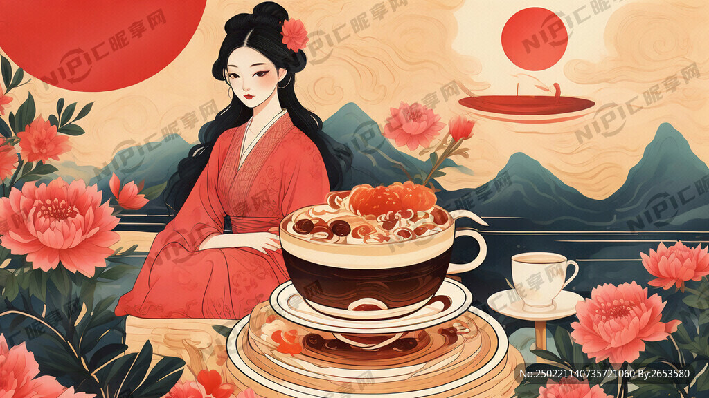 女性活动主题 点心 咖啡元素