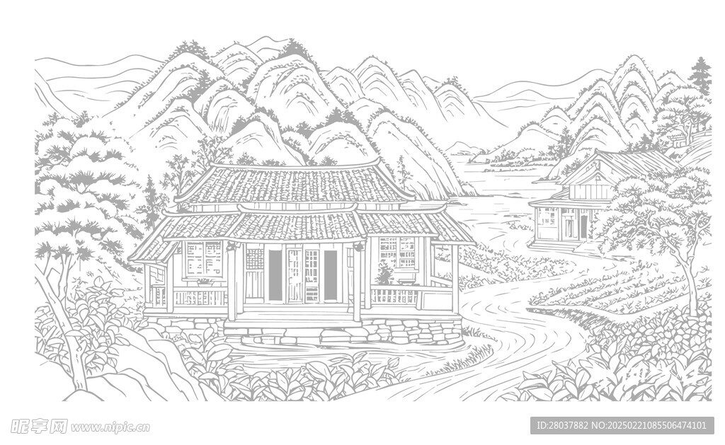 矢量古风山