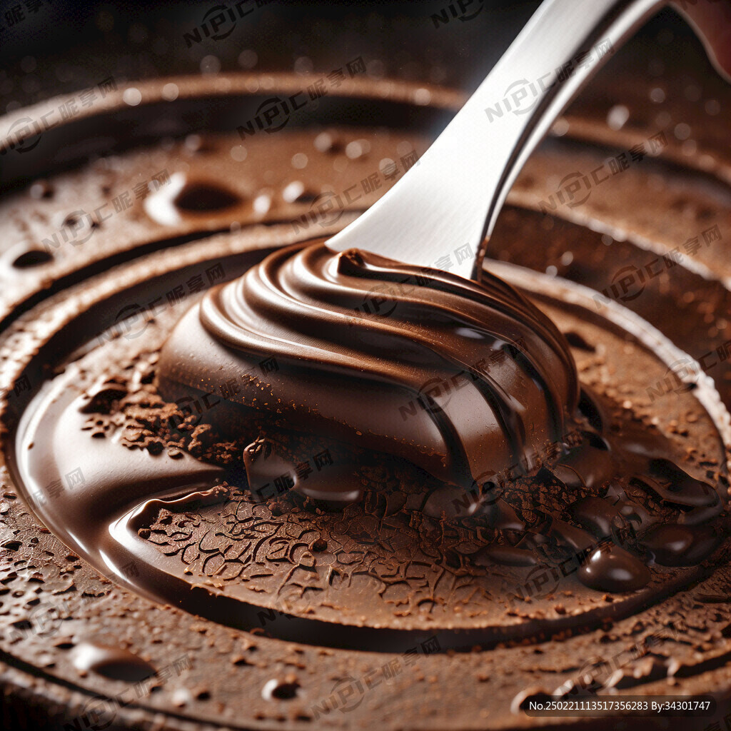 勺子挖巧克力 特写