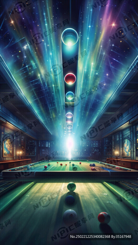 台球元素 现代风 极光星空顶