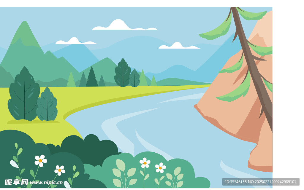 山水风景插画