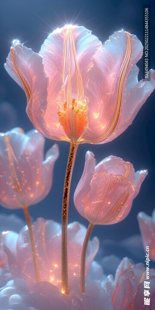 水晶郁金香花海玄关客厅装饰画