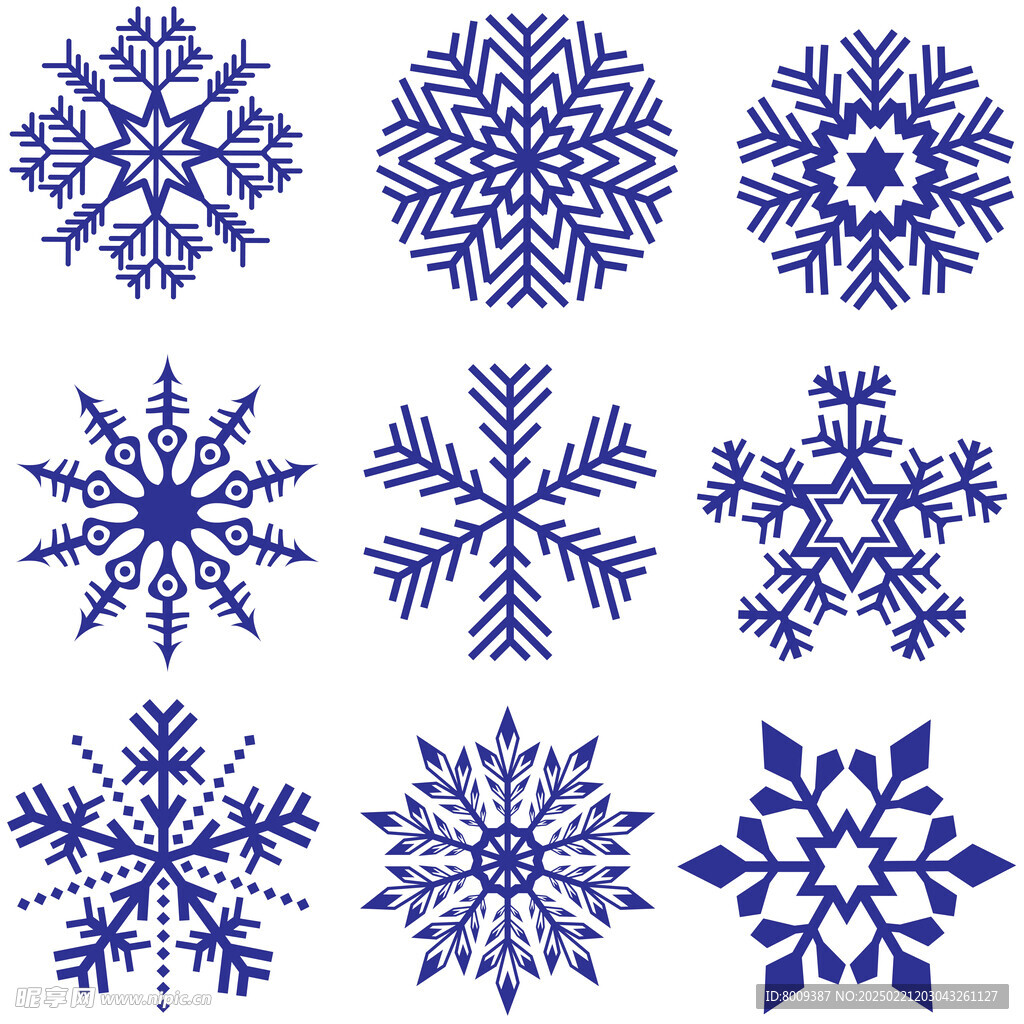 雪花冰花卡通图案插画