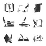 鹅毛笔签字与书籍插画