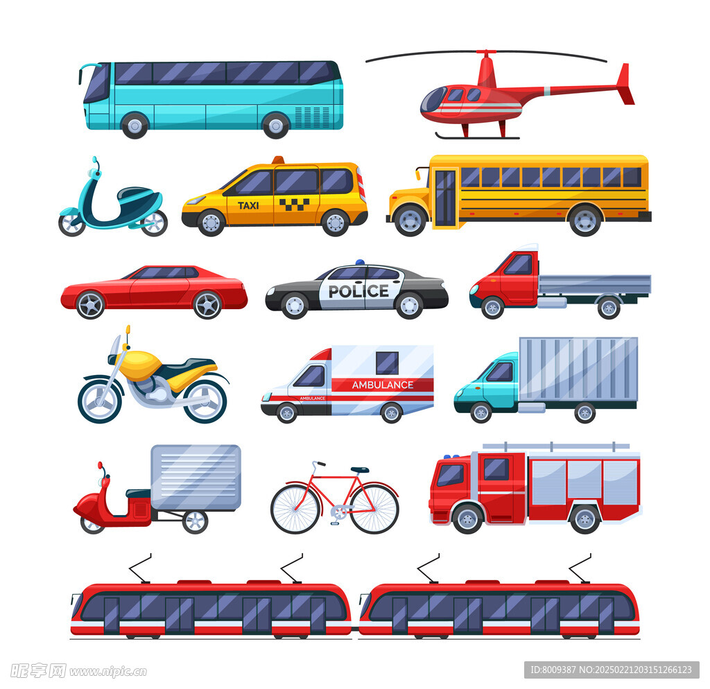 电车公交校车交通工具插画