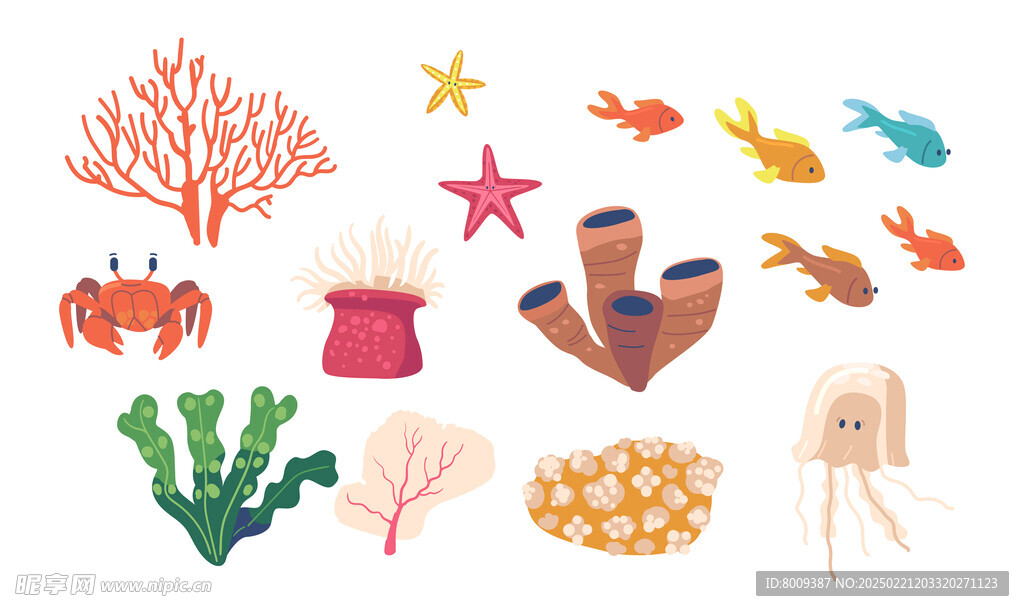 海底世界海洋生物插画