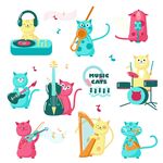 音乐猫咪卡通插画