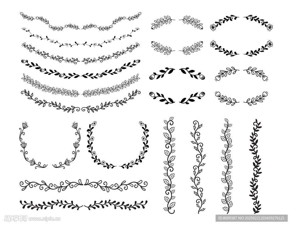 手绘花卉花边矢量元素