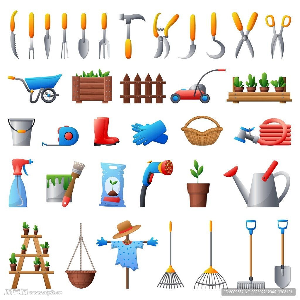 园艺工具卡通插画