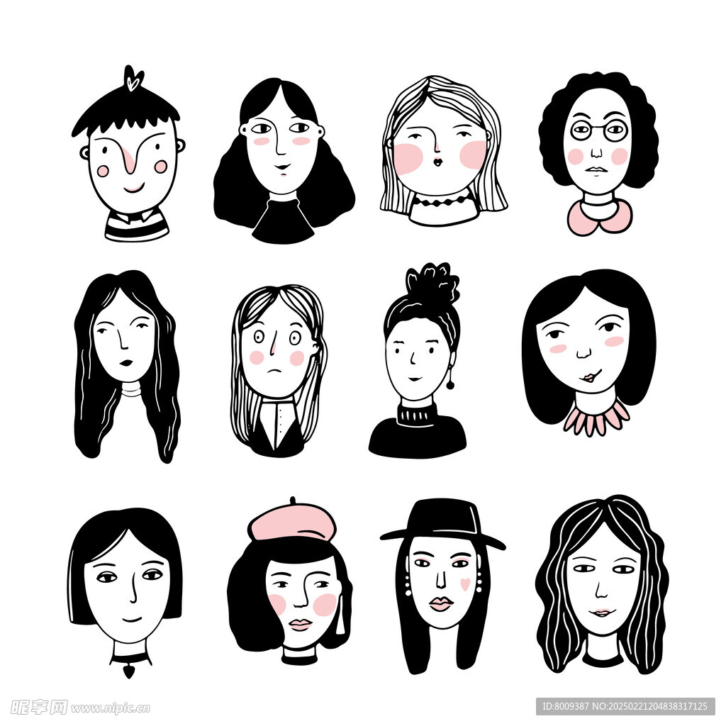 手绘涂鸦潮流人物头像