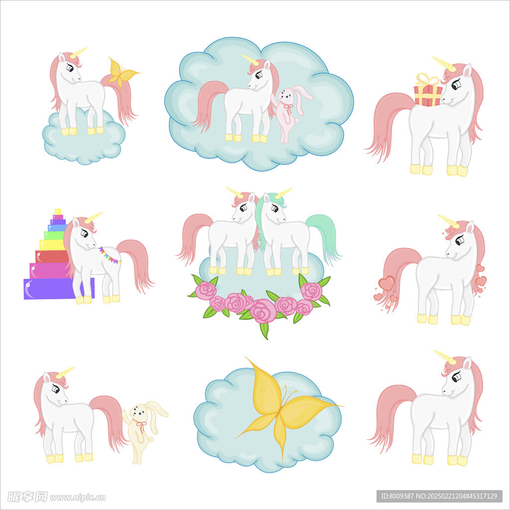 卡通独角兽插画元素