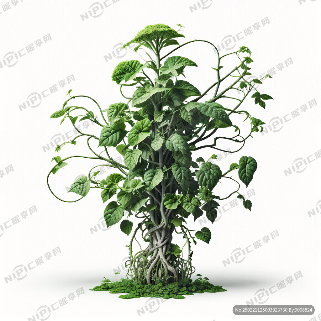 1和植物的结合 单色背景