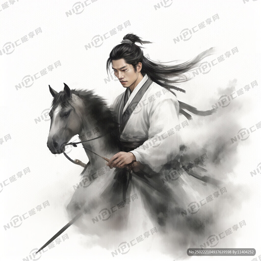 一个身背长剑的古装中国中年男士