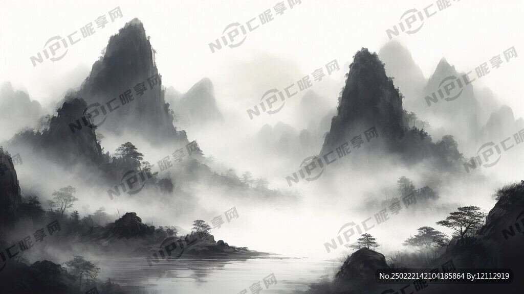 山谷 中国风 中国画 山水