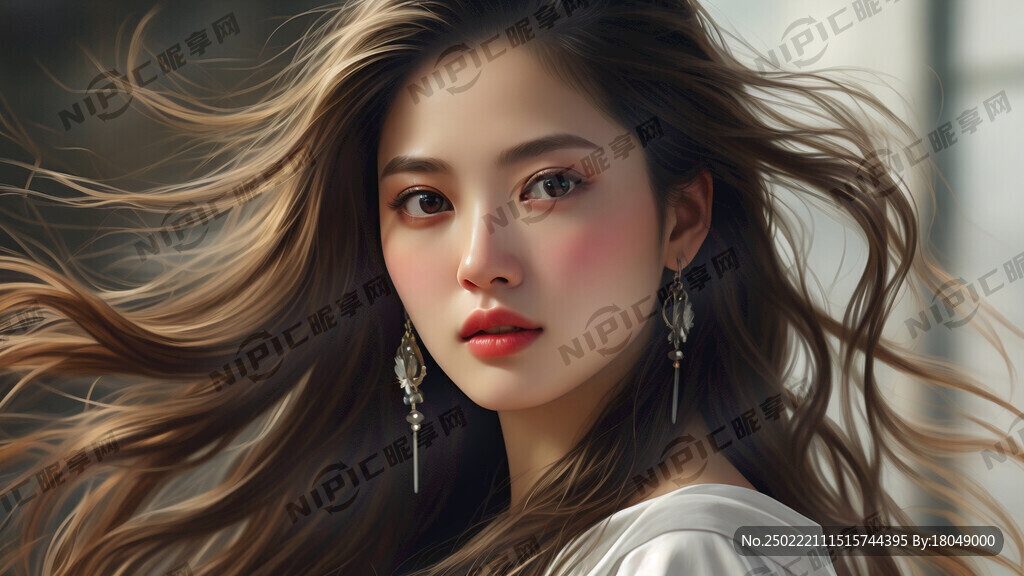 人物头像  长发飘逸     