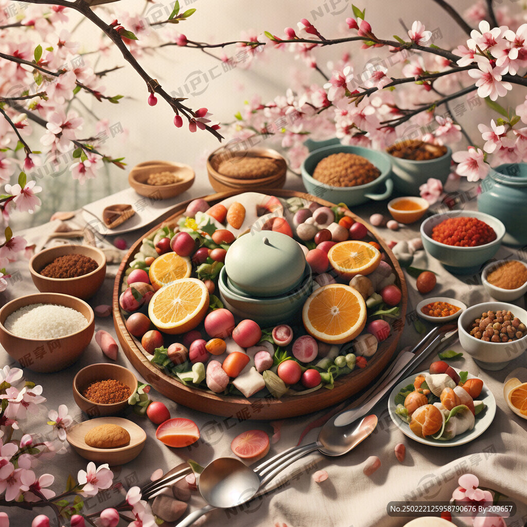 春天美食背景素材