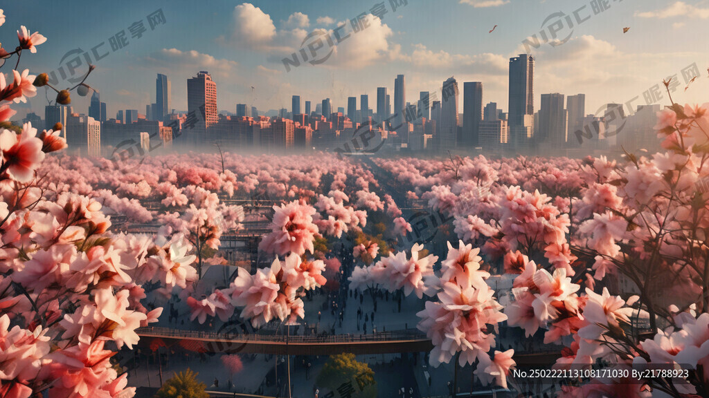木棉花开背景城市