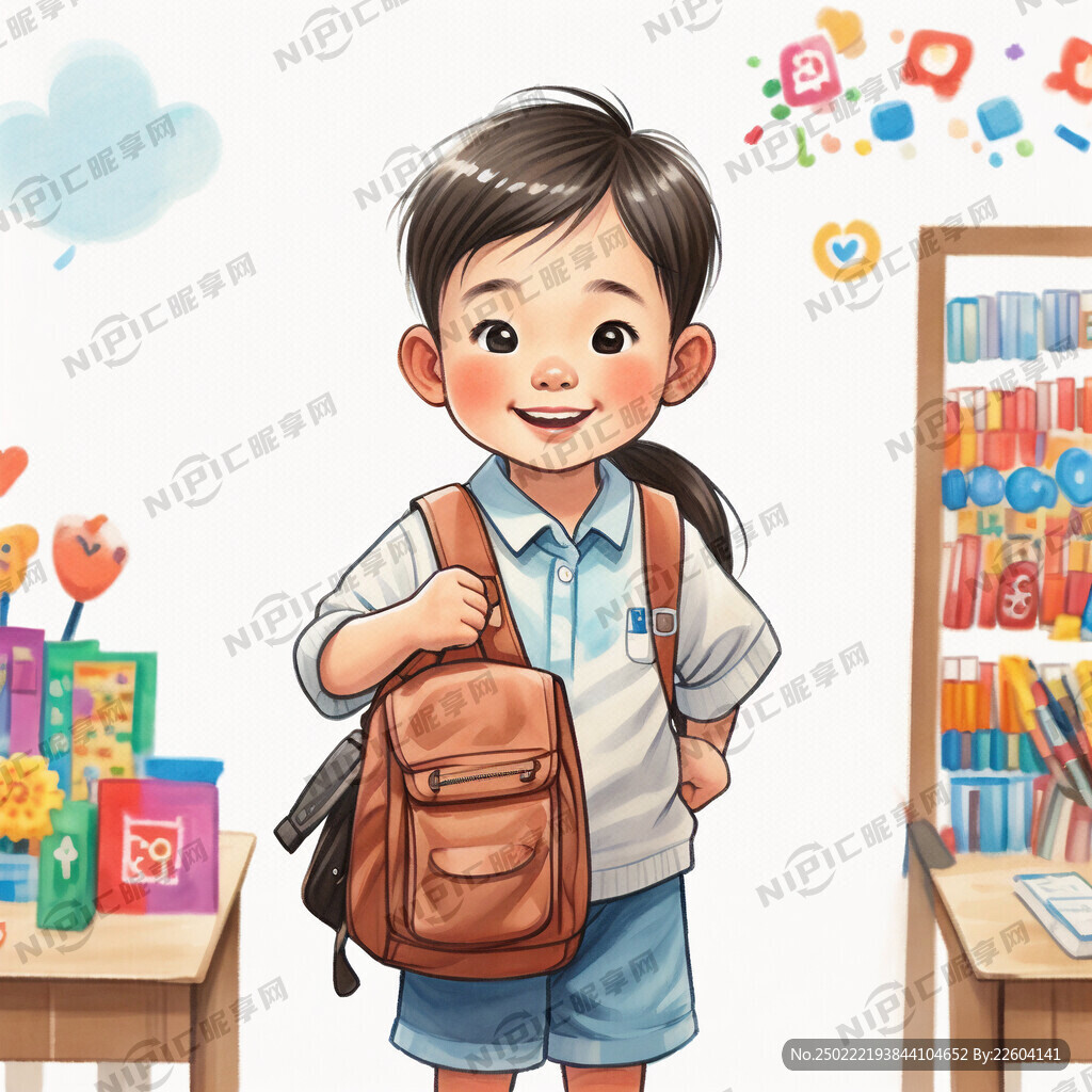 背着小书包来学校报到的幼儿园小