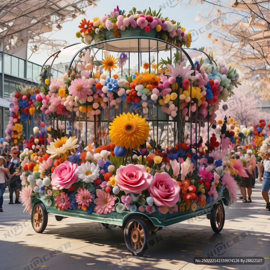 春天园博园街道巡游花车