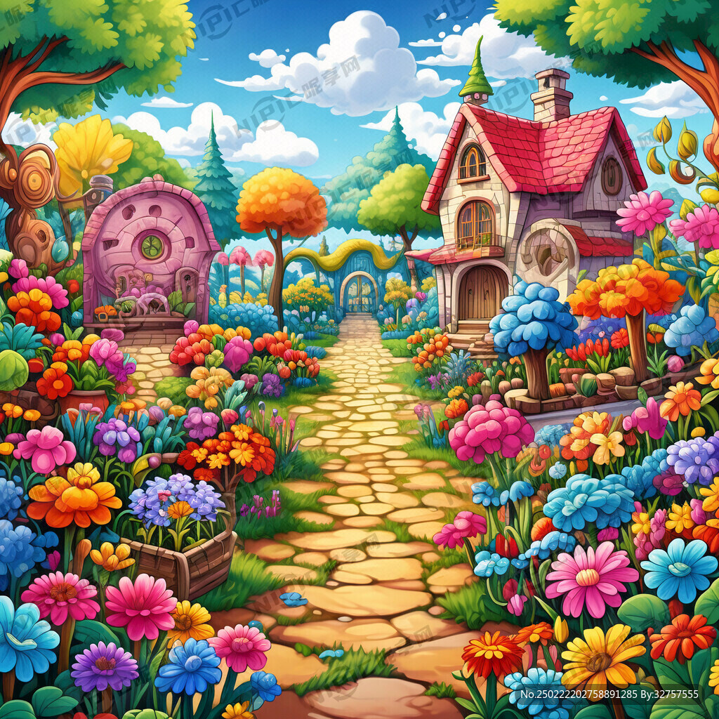 卡通花园场景