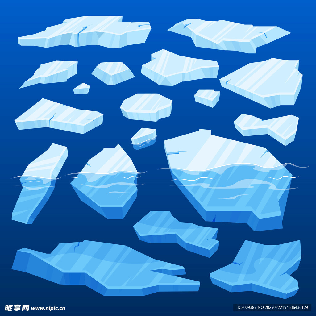 冰山冰块融化矢量插画