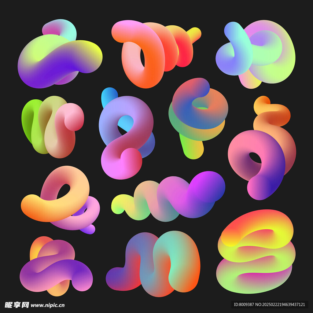 抽象3D流体形状图案元素