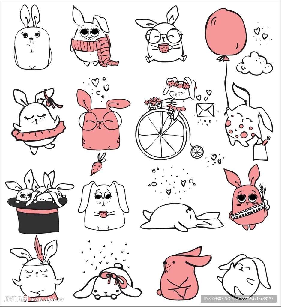 可爱卡通小兔子插画