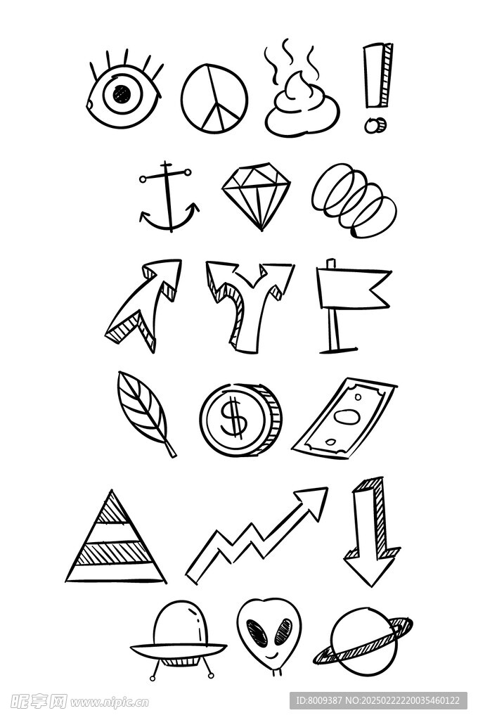 素描手绘潮流卡通元素