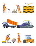 道路维修与路障扁平风插画