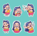 可爱小女孩表情插画
