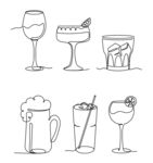 线描简笔画饮料酒水插画