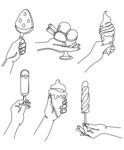 素描夏日冰爽冷饮插画