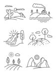 线描风景插画元素