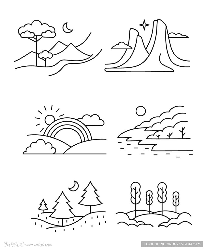 线描风景简笔画