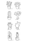 线描仙人掌花卉绿植元素