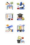 学校开学与学科扁平插画