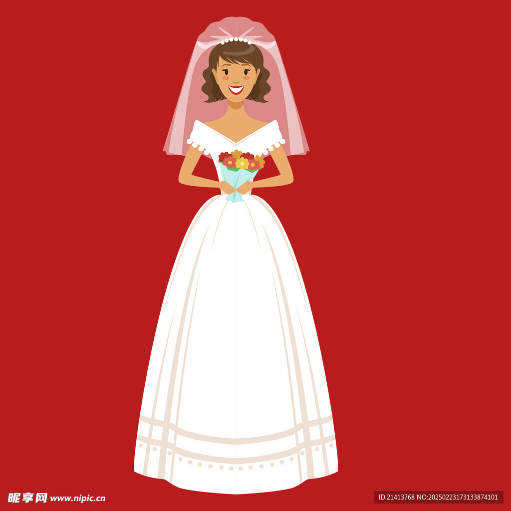 手绘婚纱女孩