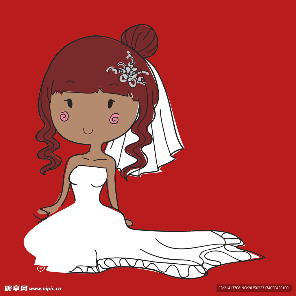 手绘婚纱女孩