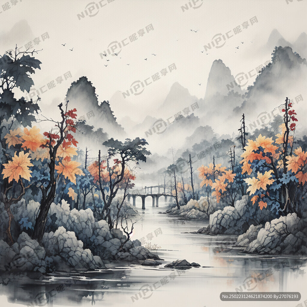 采用中国传统的工笔画风格