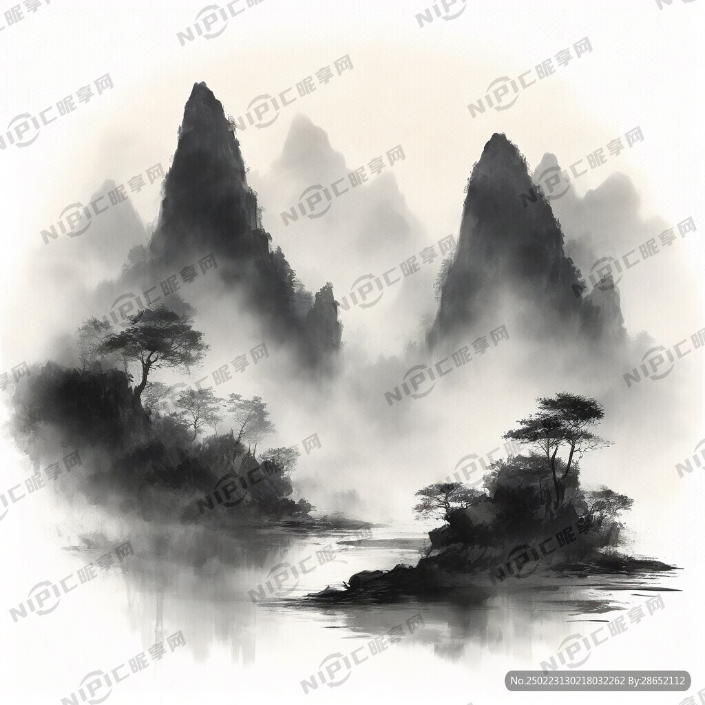 山谷 中国风 中国画 山水