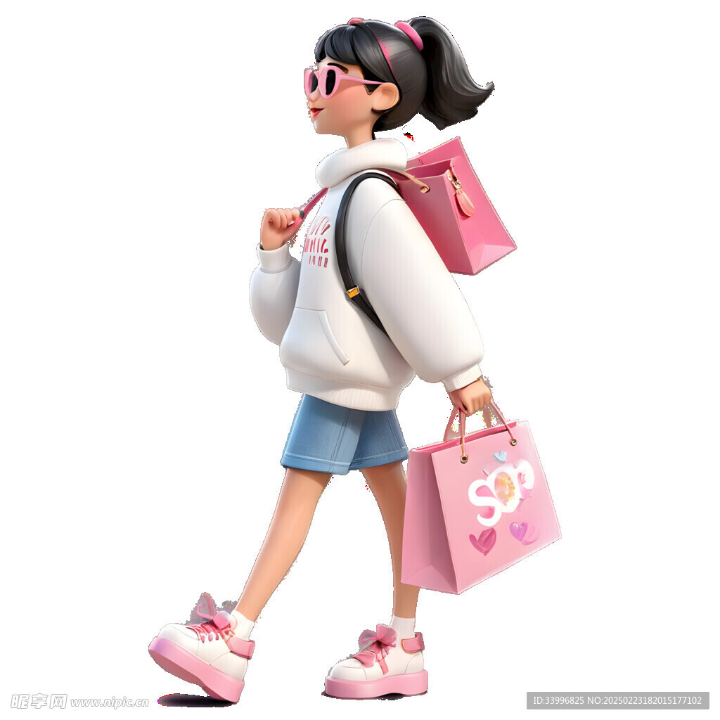 提着购物袋行走女孩