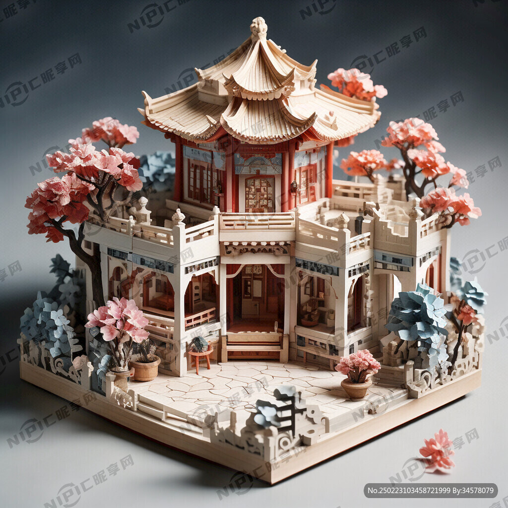 纸扎立体四合院